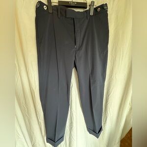 Sweersucker Solid Navy Men's Dress Trousers - Tailored Comfort